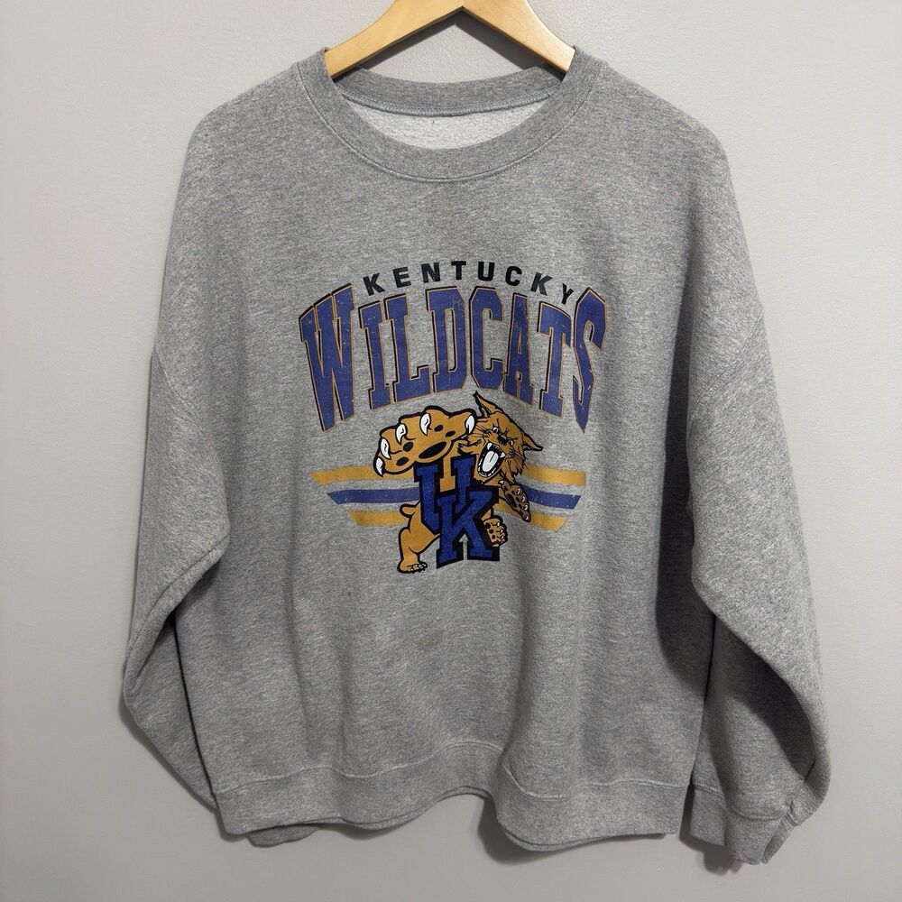 Vintage Kentucky Wildcats Spellout GrayCrewneck Sweatshirt XL